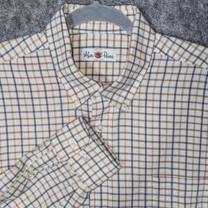 Alan Paine Mens L Cotton Cashmere Plaid Button Down Shirt Made in Portugal